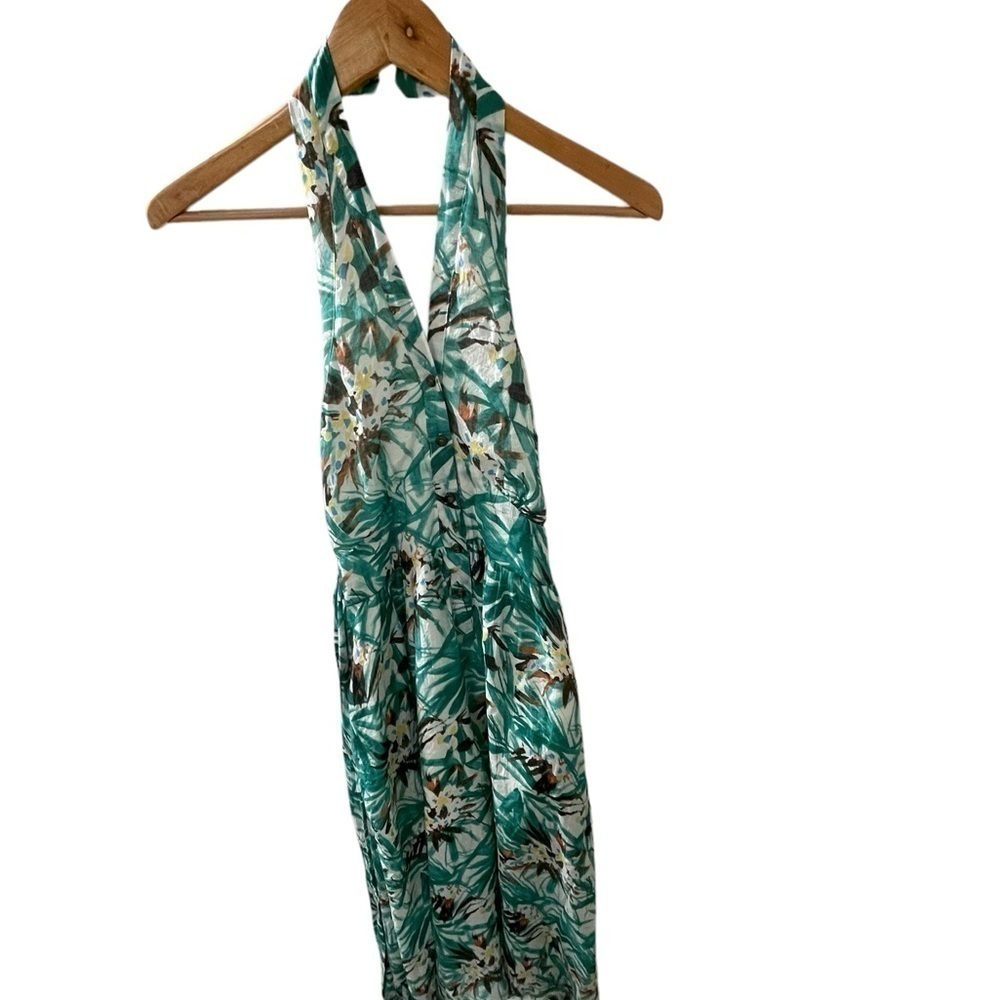 Luxe Collection Floral Multicolored Lined Halter Dress With Tie and Pockets